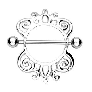 Swirl Design Nipple Shield Ring Bar Barbell 14 gauge (830)
