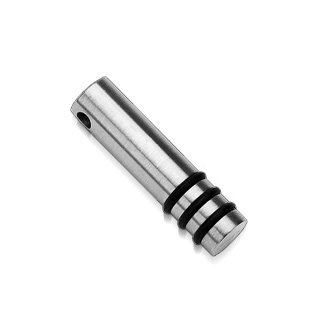 Stainless Steel Black 3 Line Cylinder Pendant (7095)