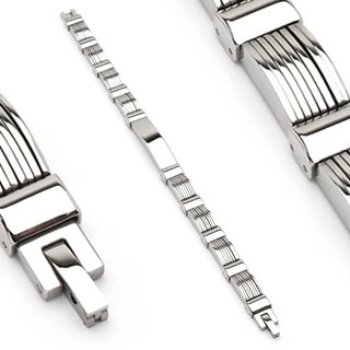 Stainless Steel Mens Link Bracelet Polished Center Link (6639)