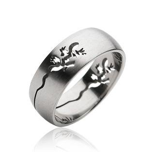 Stainless Steel Lizard Gecko Cut-out Band Ring Size 10 (059)