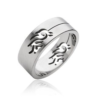Stainless Steel Mens Tribal Dragon Cut-out Band Ring Size 11 (013)