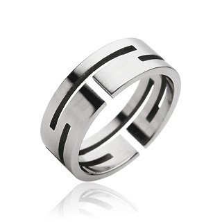 Stainless Steel Mens Cut-out Band Ring Size 11 (010)