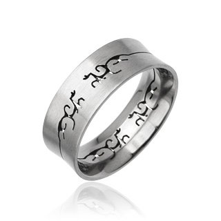 Stainless Steel Mens Tribal Cut-out Design Band Ring Size 12 (009)