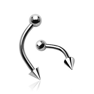 Spike and Ball Eyebrow Curve Bar Ring 16 gauge (CS12)