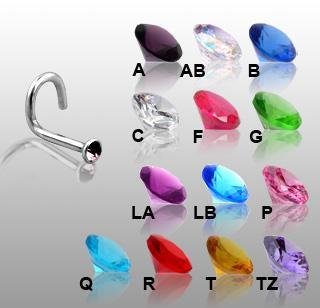 Surgical Steel Clear Gem Micro Nose Screw Ring Stud Bone Spiral 18 Gauge