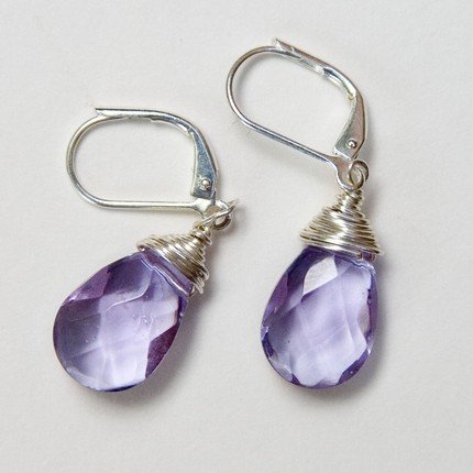 Lavender Briolette Wire Wrapped Earrings