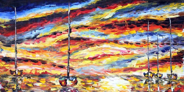 FOR SALE Rybakow ORIGINAL OIL HAND PAINTING PALETTE KNIFE ART
