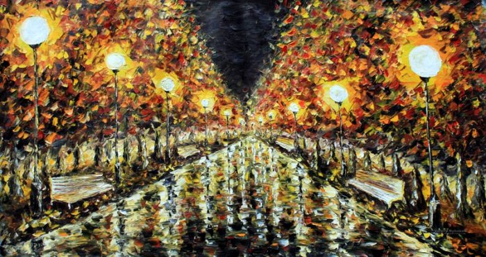 52" x 28" Rybakow ORIGINAL OIL HAND PAINTING PALETTE KNIFE ART