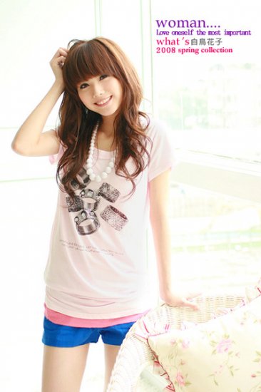 Japan hot item lovely RING cotton top #1485 Pink