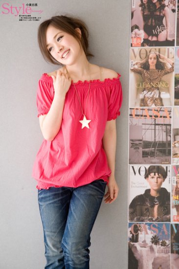 Off-shoulder cotton top #1484 Red