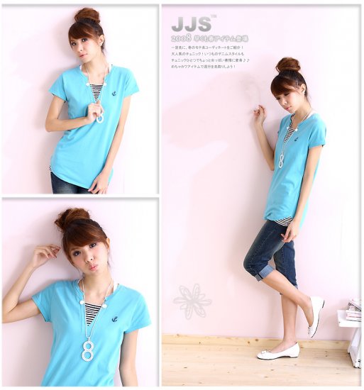 Hot item~Lovely Comfy cotton top #8902 Blue