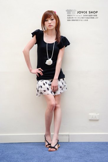 Lovely Wide sleeve cotton top #8904 Black