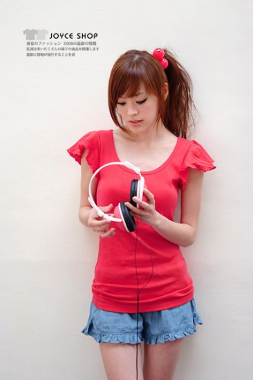 Lovely Wide sleeve cotton top #8904 Red