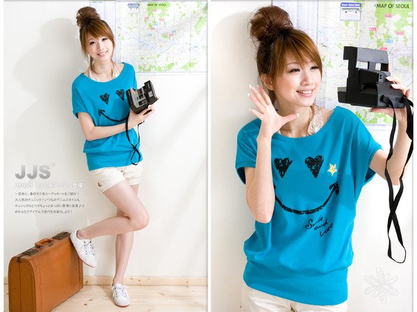 Keep smile Lovely cotton top #8878 Blue