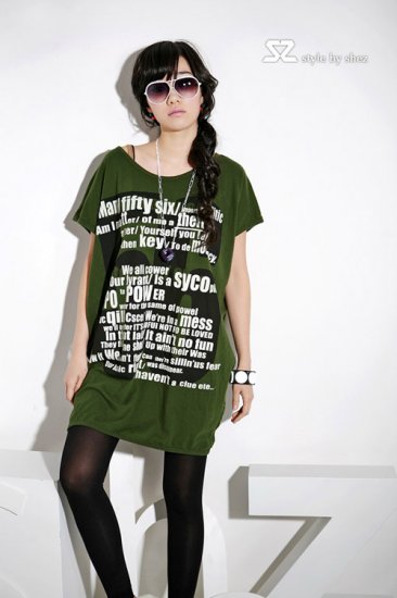 off-shoulder sexy cotton Long top /dress #1440 Green