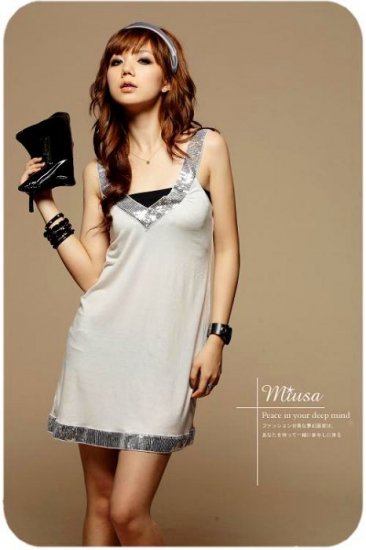 Shiny cotton dress #8903 White