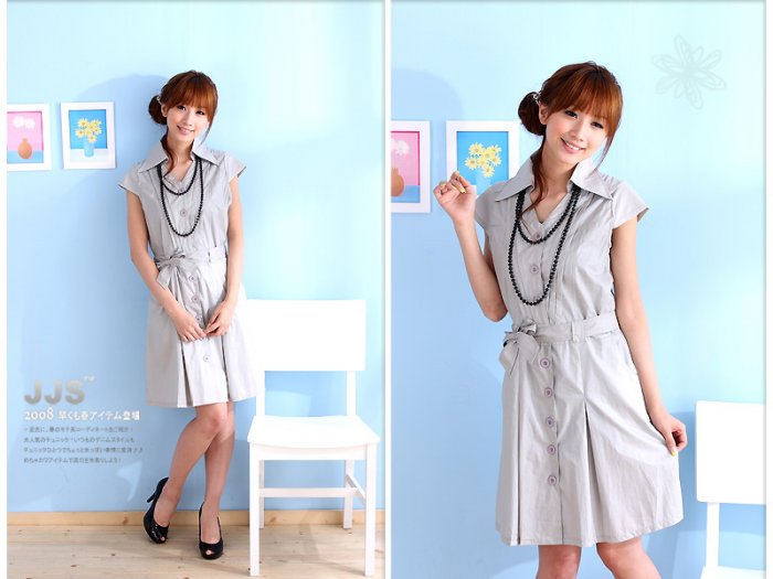 OL's favourite cotton dress #8894 Grey