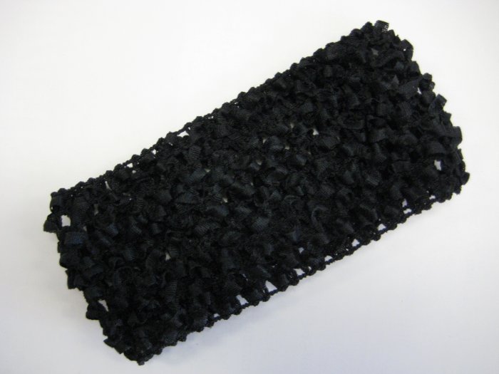 CROCHET HEADBAND *BLACK* Stretchy Thick