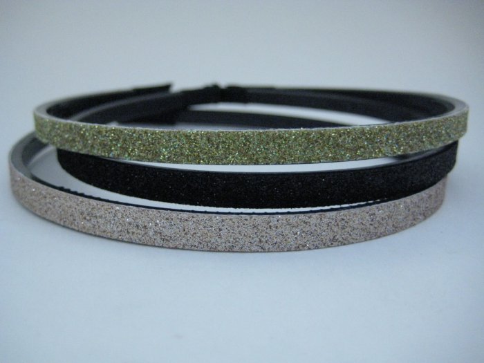 GLITTER HEADBANDS Thin 3-Pack *GOLD-BLACK-LIGHT BROWN*