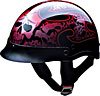 HALF HELMET 100132 RED TRIBAL SKULL - XL