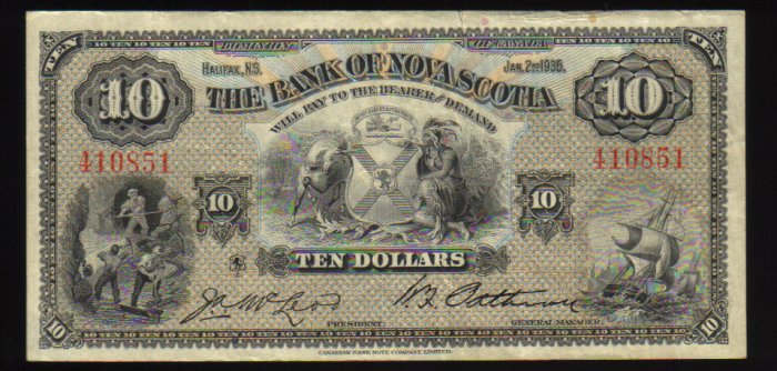 1935 $10 bank of Nova Scotia -BANKNOTES CANADA