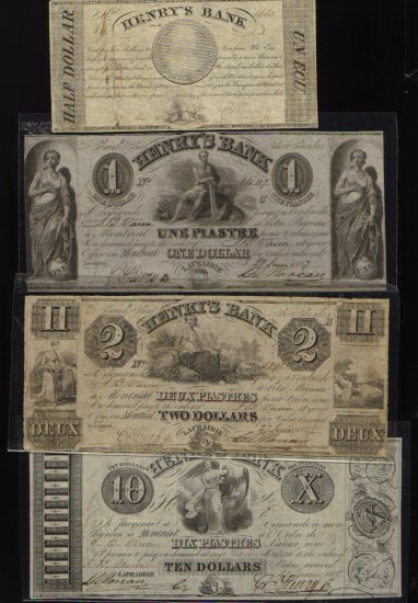 Canada, Henry's Bank,INCLUDING 10 PIASTRES 4 NOTES: June 27, 1837