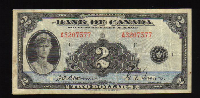 BANK OF CANADA $2 1935 VF