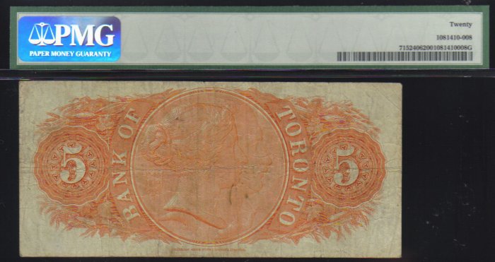 1937 $5 the BANK OF TORONTO PMG15 very nice