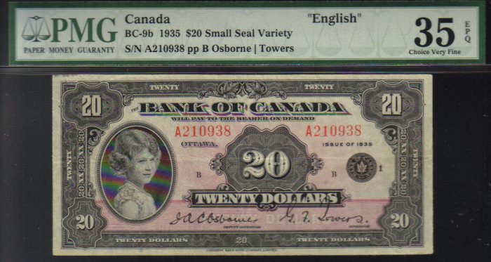 1935 $20 BANK OF CANADA PMG 35 princess note