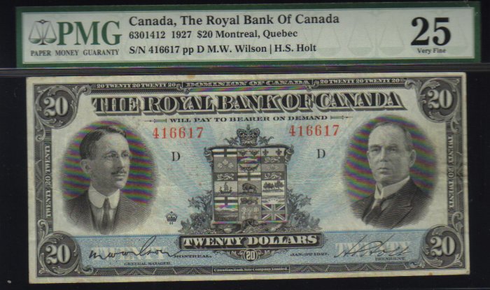 $20 1927 THE ROYAL BANK OF CANADA banknote PMG 25