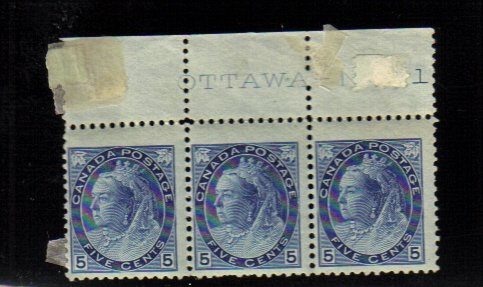 1899 5 cents 3 STAMPS queen victoria MNH canada RARE plate 1