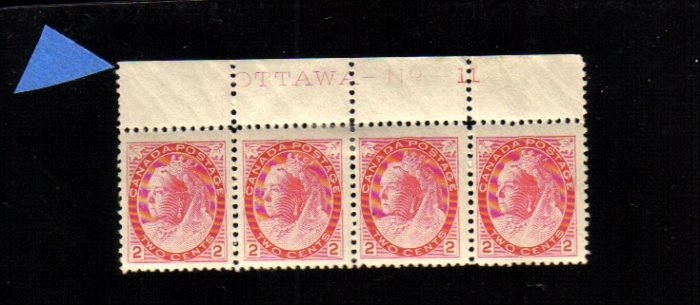 1899 2 cents 4 STAMPS Queen Victoria canada RARE plt 11