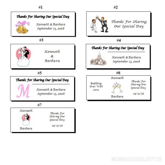 120 Personalized Bridal Shower or Wedding Reception Bubble Bottle Favor Labels
