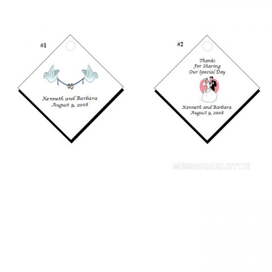 100 Personalized Bridal Shower or Wedding Reception Diamond Hang Tags