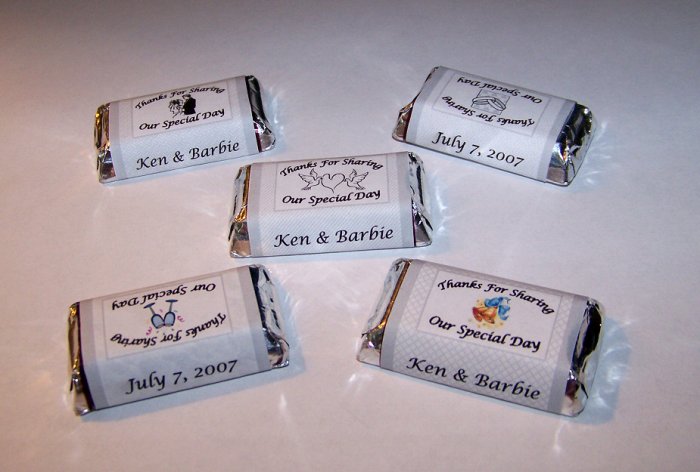 120 Personalized Wedding or Bridal Favor Miniature Candy Wrappers