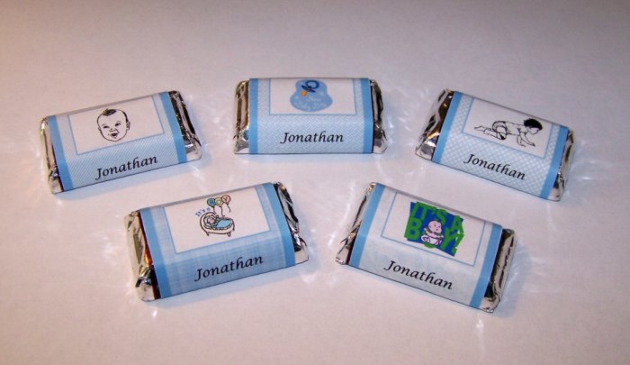 120 Personalized Baby Boy Shower Favor Miniature Candy Wrappers