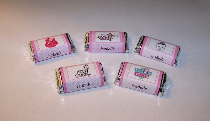 120 Personalized Baby Girl Shower Favor Miniature Candy Wrappers