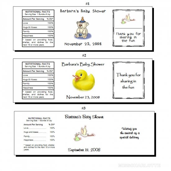 100 Personalized Baby Shower Reception Full Size Water Bottle Favor Labels