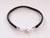 Black Bola Style Leather Bracelet