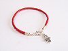 Red Bola Style Leather Bracelet with Hamsa Charm Kabbalah