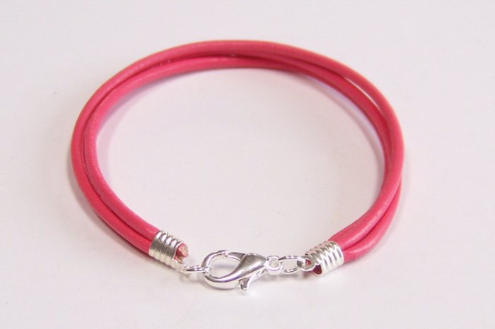 Hot Pink Surfer Style Leather Bracelet