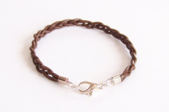 Brown Braided Leather Bracelet