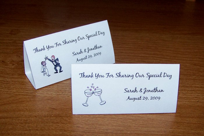 100 Personalized Wedding Tent Style Place Cards Style #2