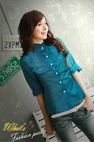 ML 8052 Blue long sleeves cotton shirt