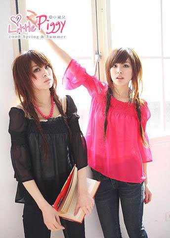 ML 8054 Black 3 quarter sleeves chiffon top