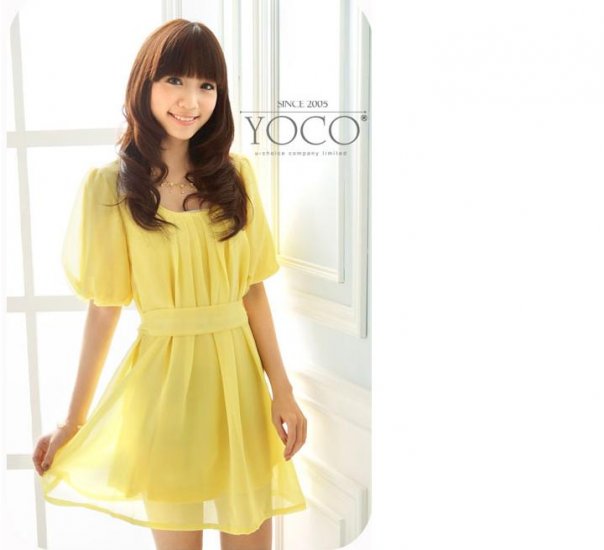 ML 9054 yellow chiffon dress