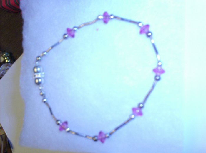 Pink stones with silver spacers maginet clamp