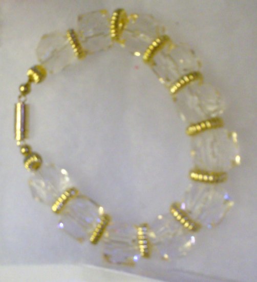 Chunky Clear Glass beads with Gold spacers Magnet Clamp