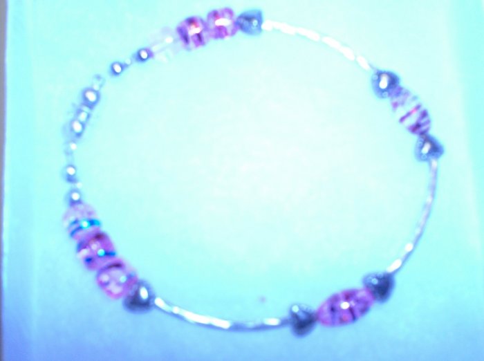 pink with silver long beads
