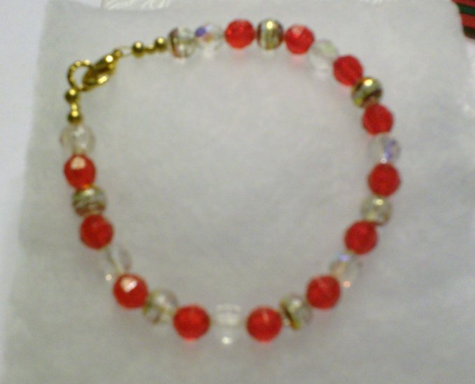 Reds with clear bead bracelet